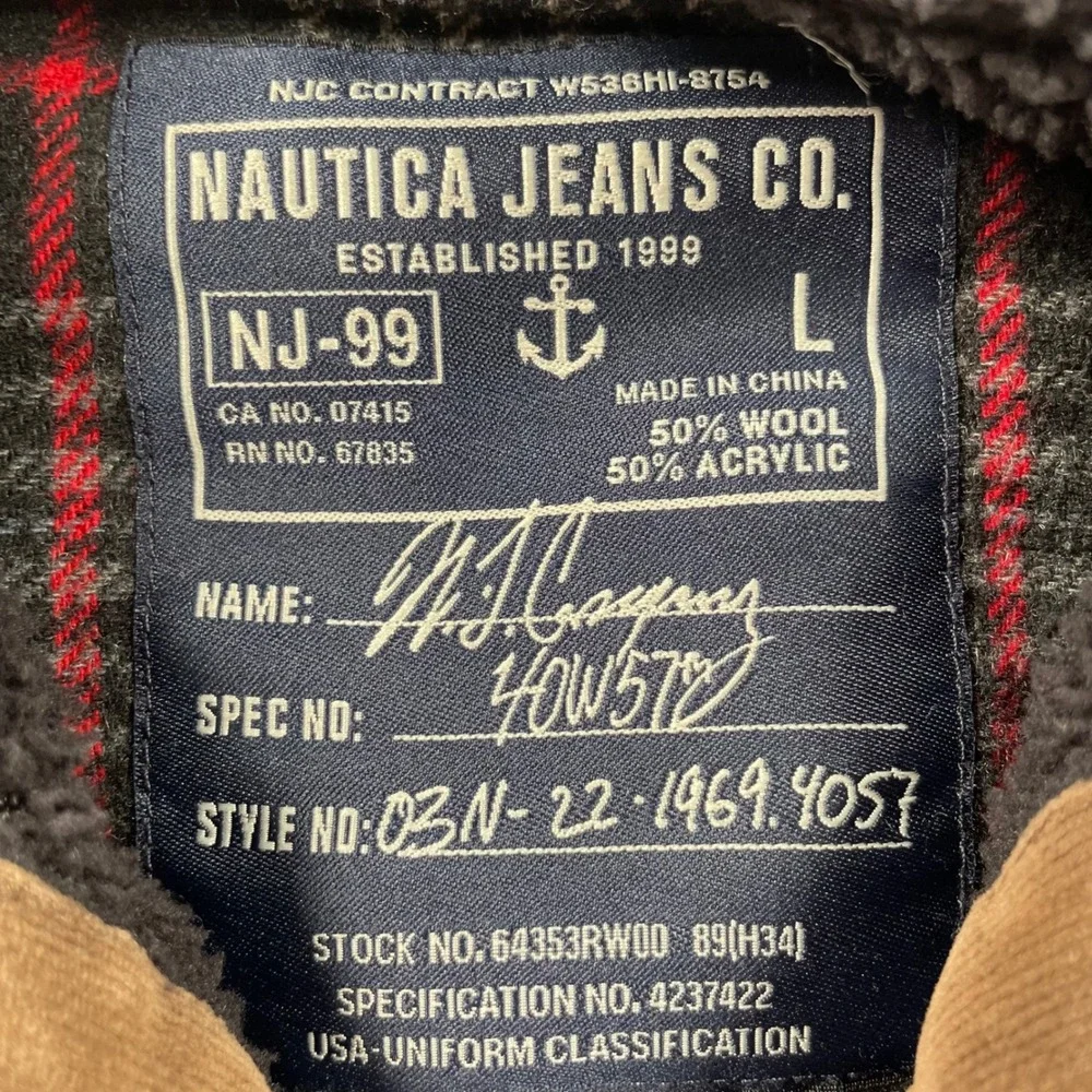 Nautica Mens Gray Cable Knit Full Zip Sherpa Lined Collar Wool Sweater L